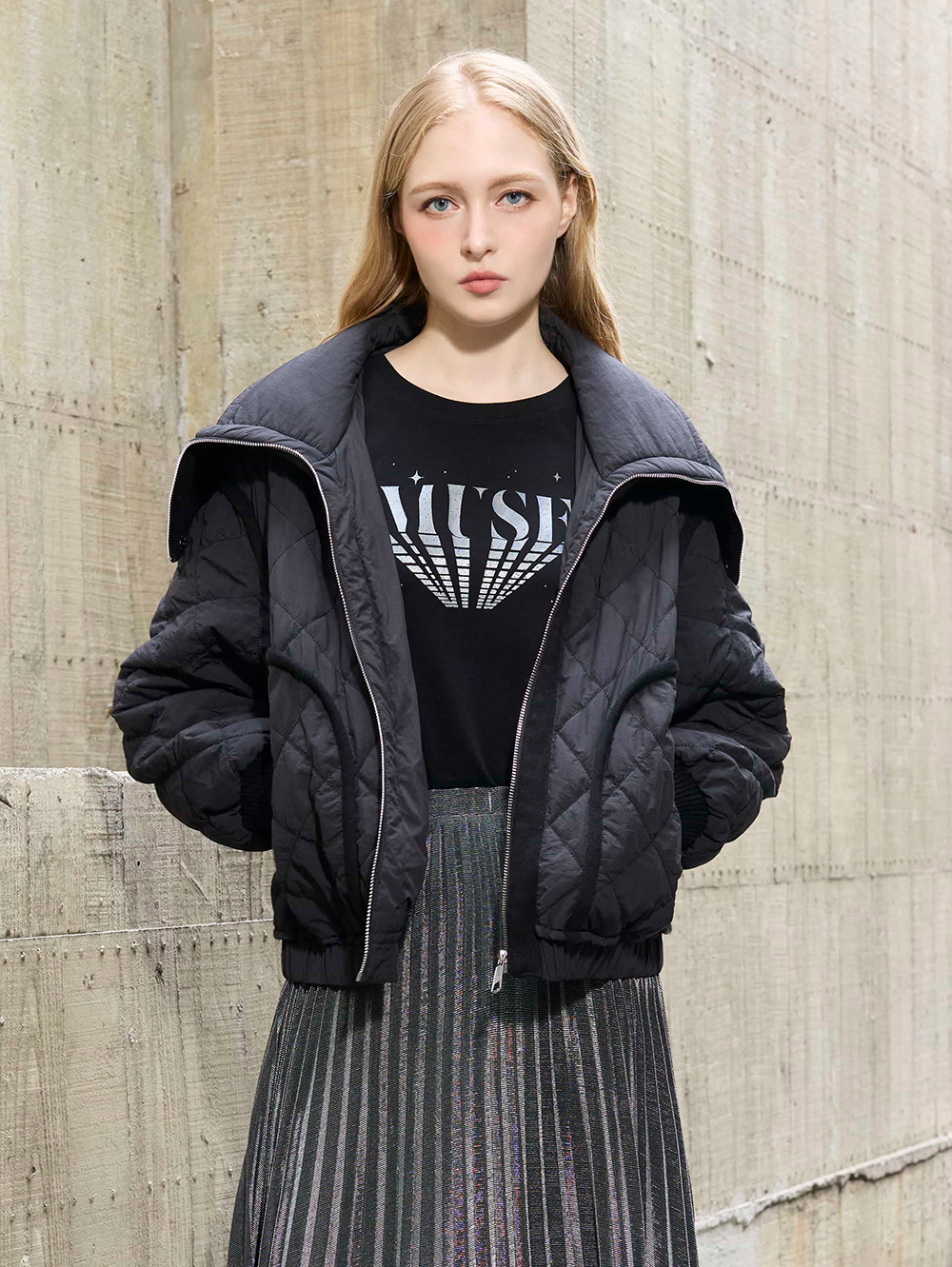 DENOVO細緻暖感磨毛標語上衣