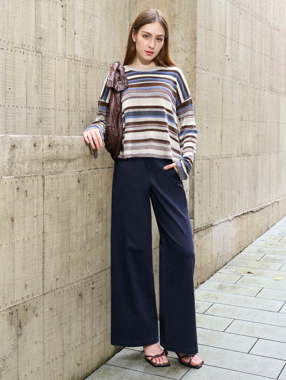 DENOVO棉感高彈日常百搭褲