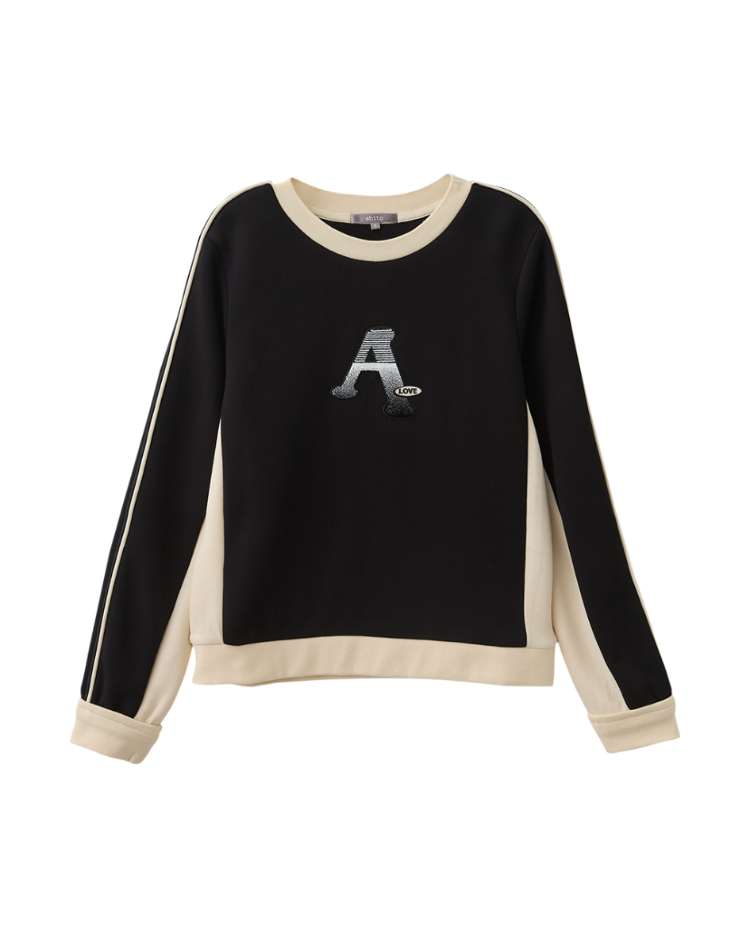 abito電繡字母拼接上衣