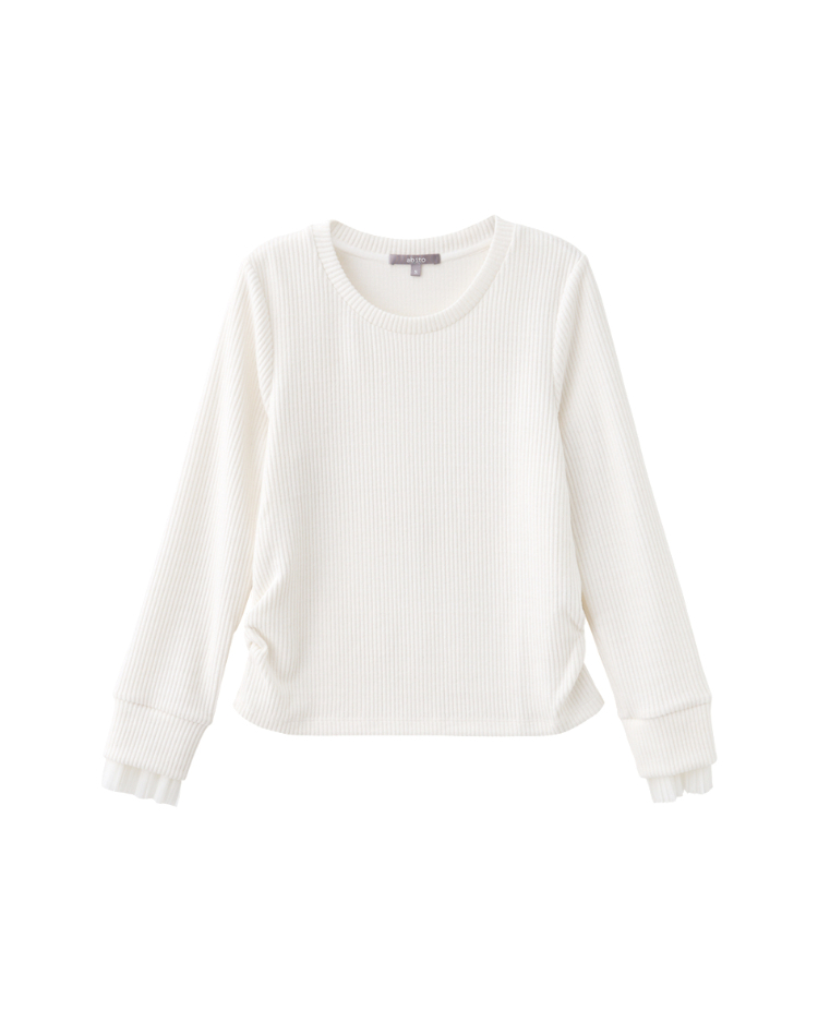 abito百搭圓領網紗上衣