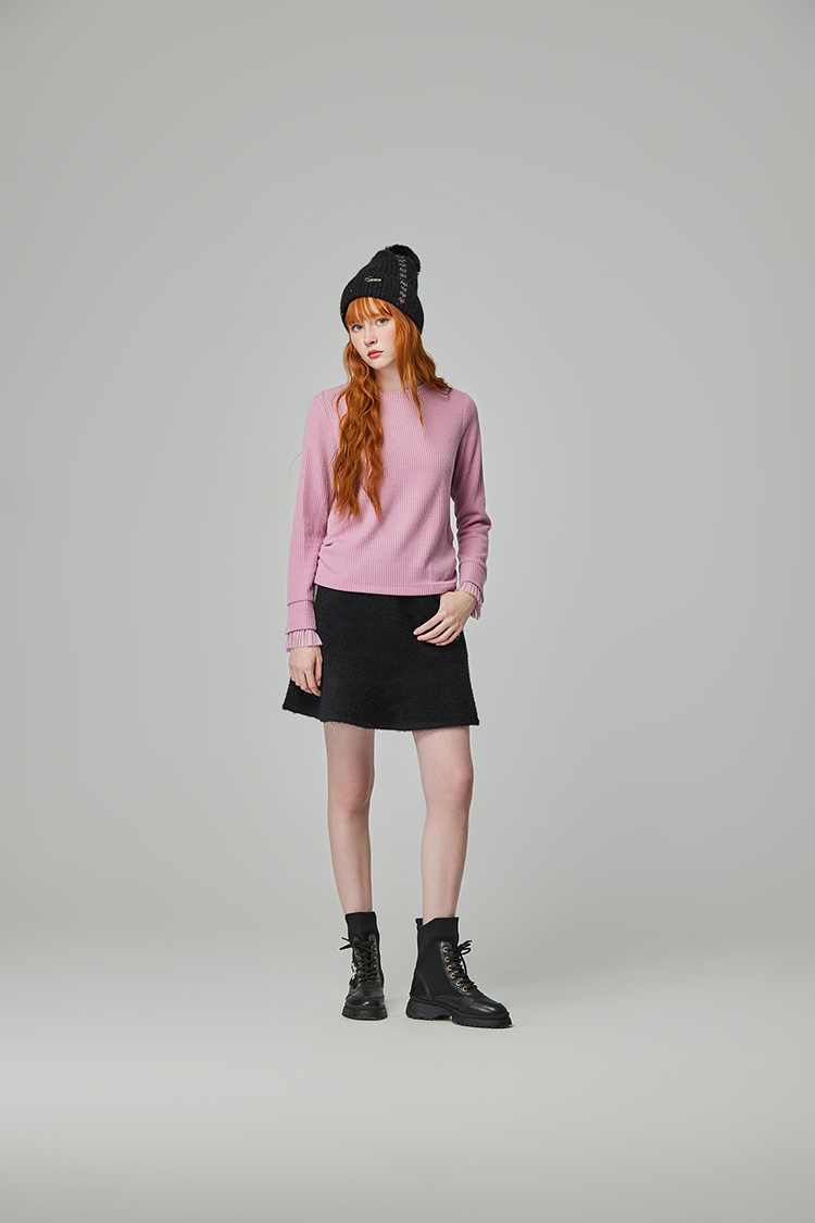 abito百搭圓領網紗上衣