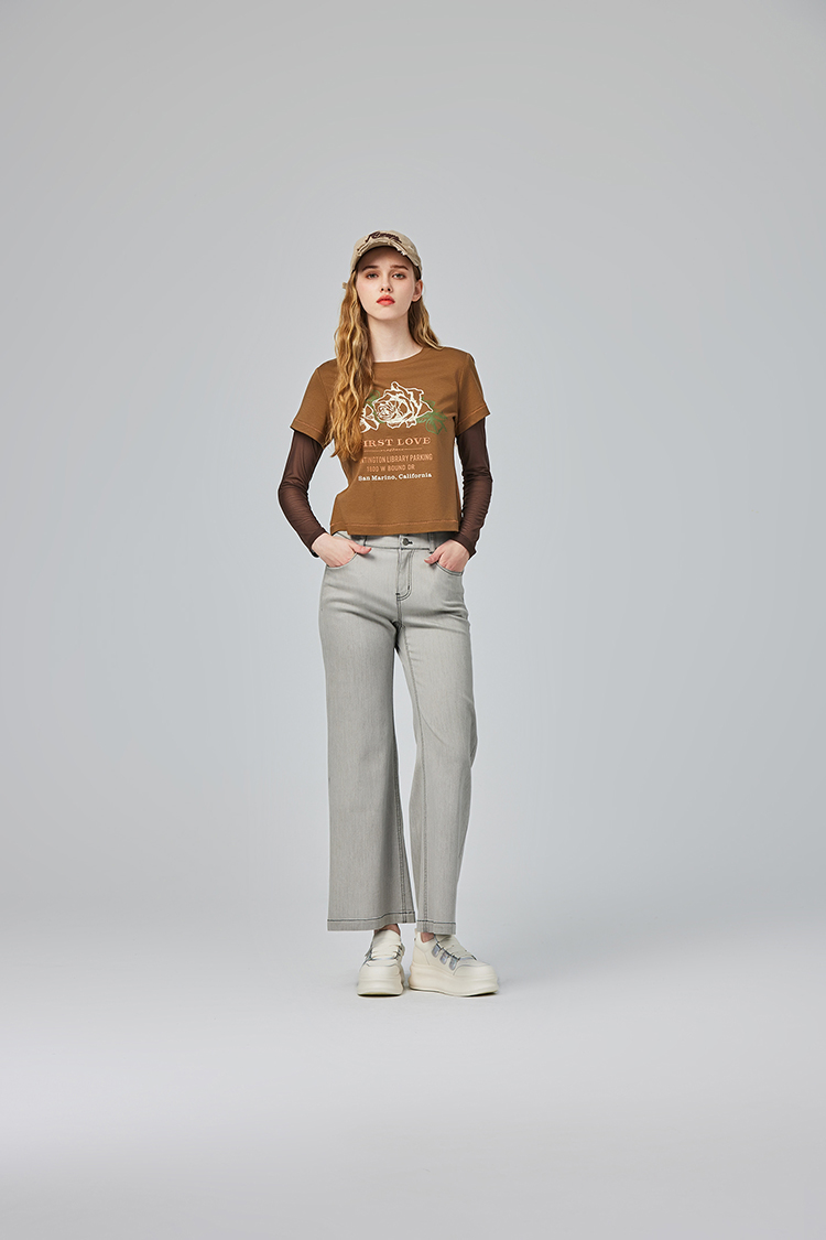 abito高腰雙釦牛仔寬褲