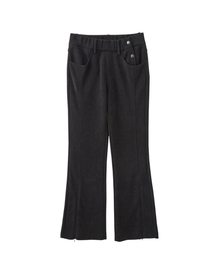 abito修身側開拉鍊微喇叭長褲