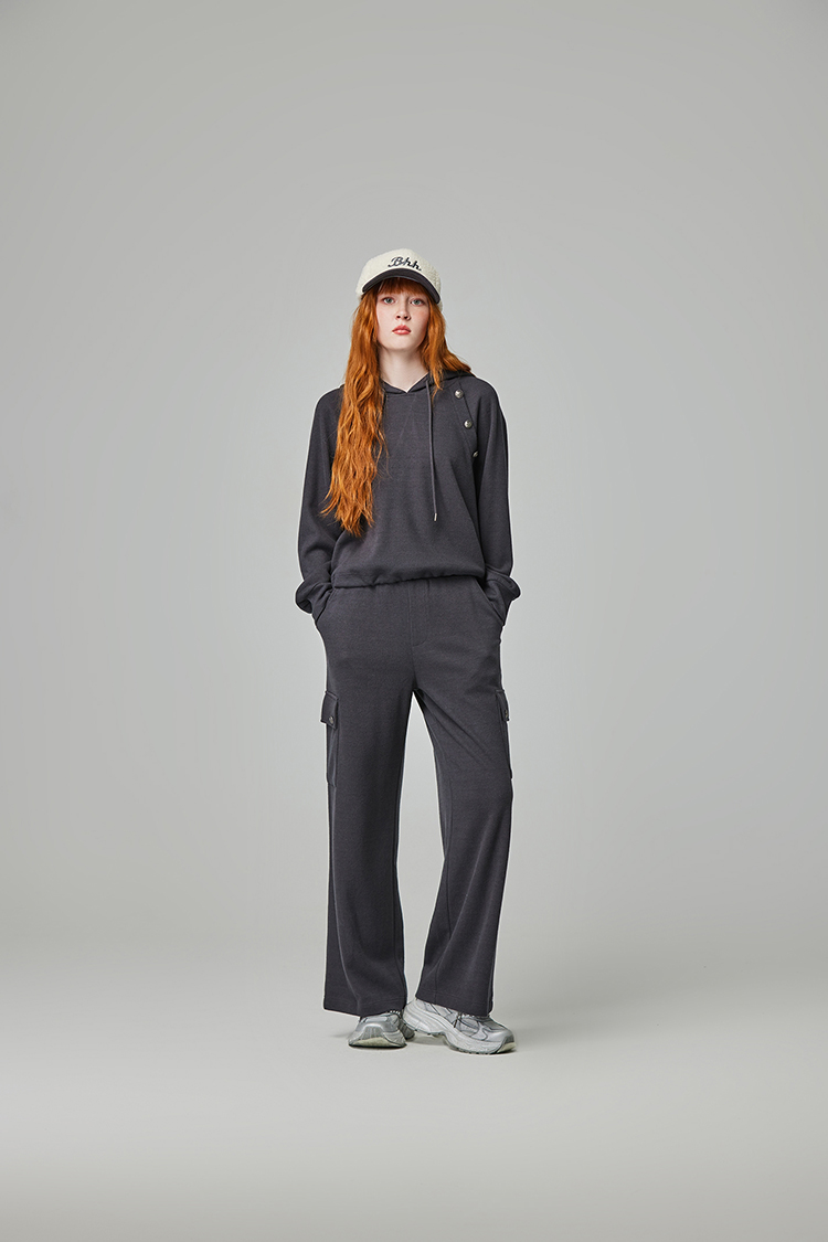 abito舒適大口袋抽繩寬褲