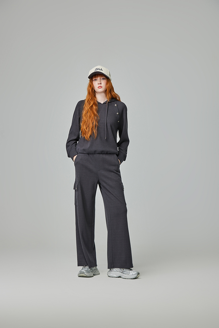 abito舒適大口袋抽繩寬褲