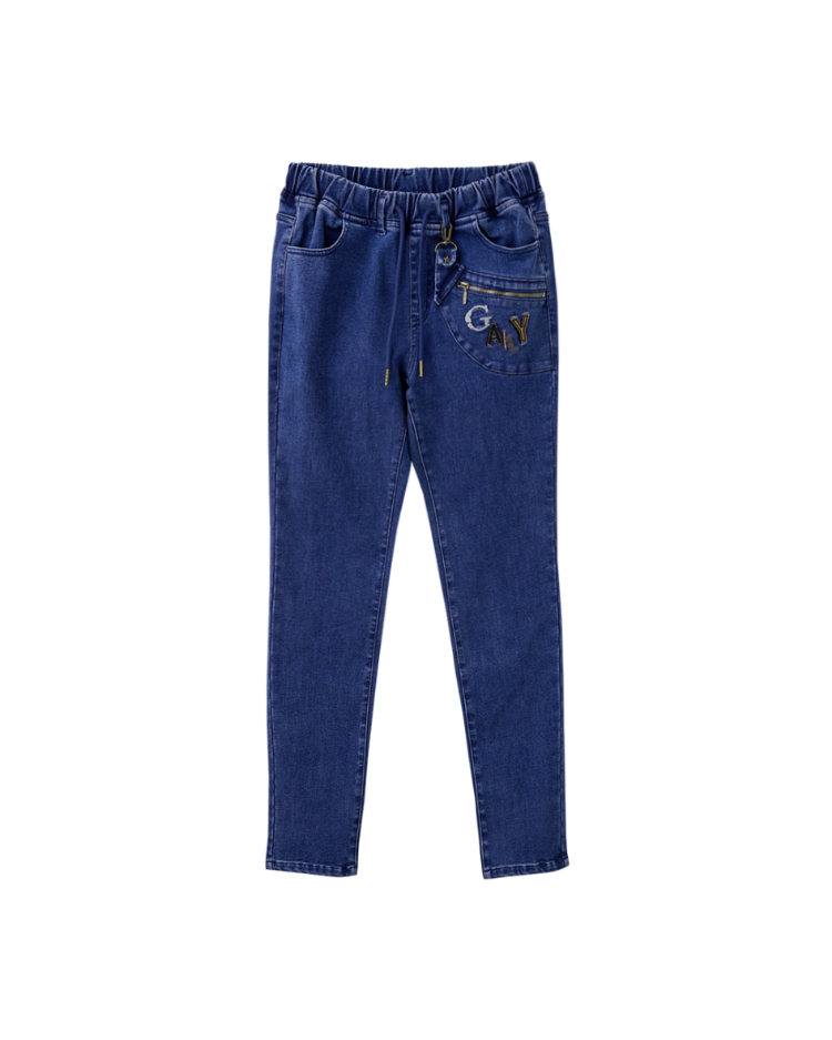 abito刺繡字內刷毛直筒褲