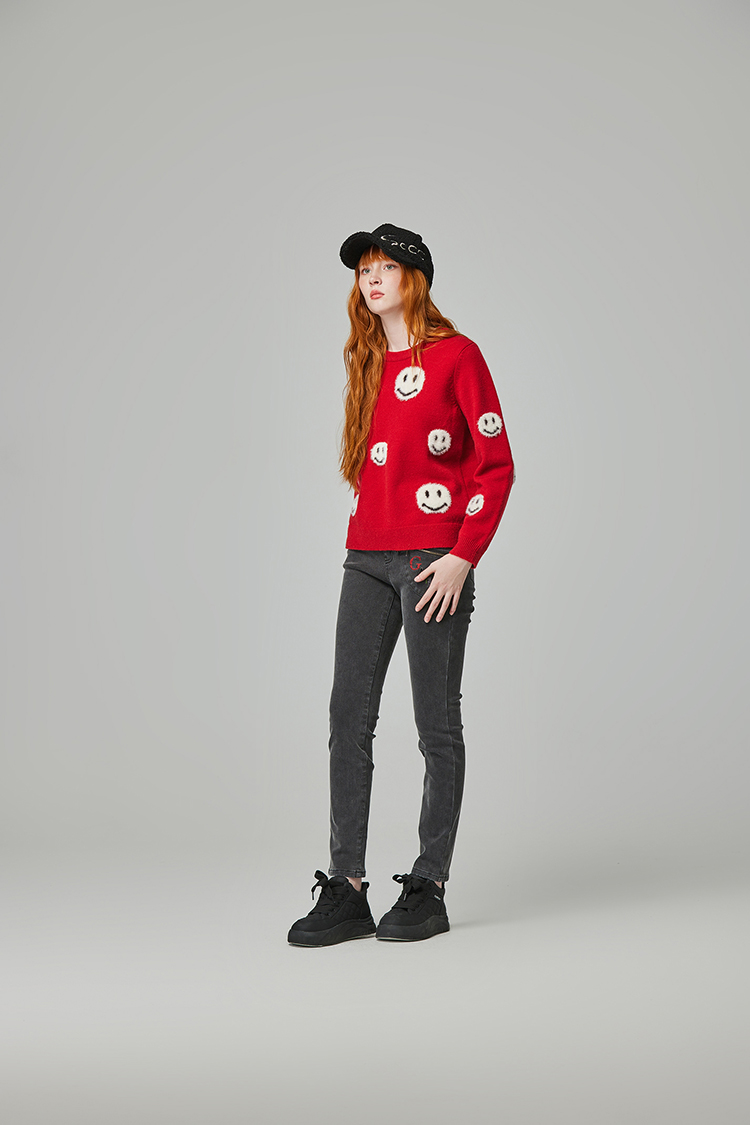 abito刺繡字內刷毛直筒褲