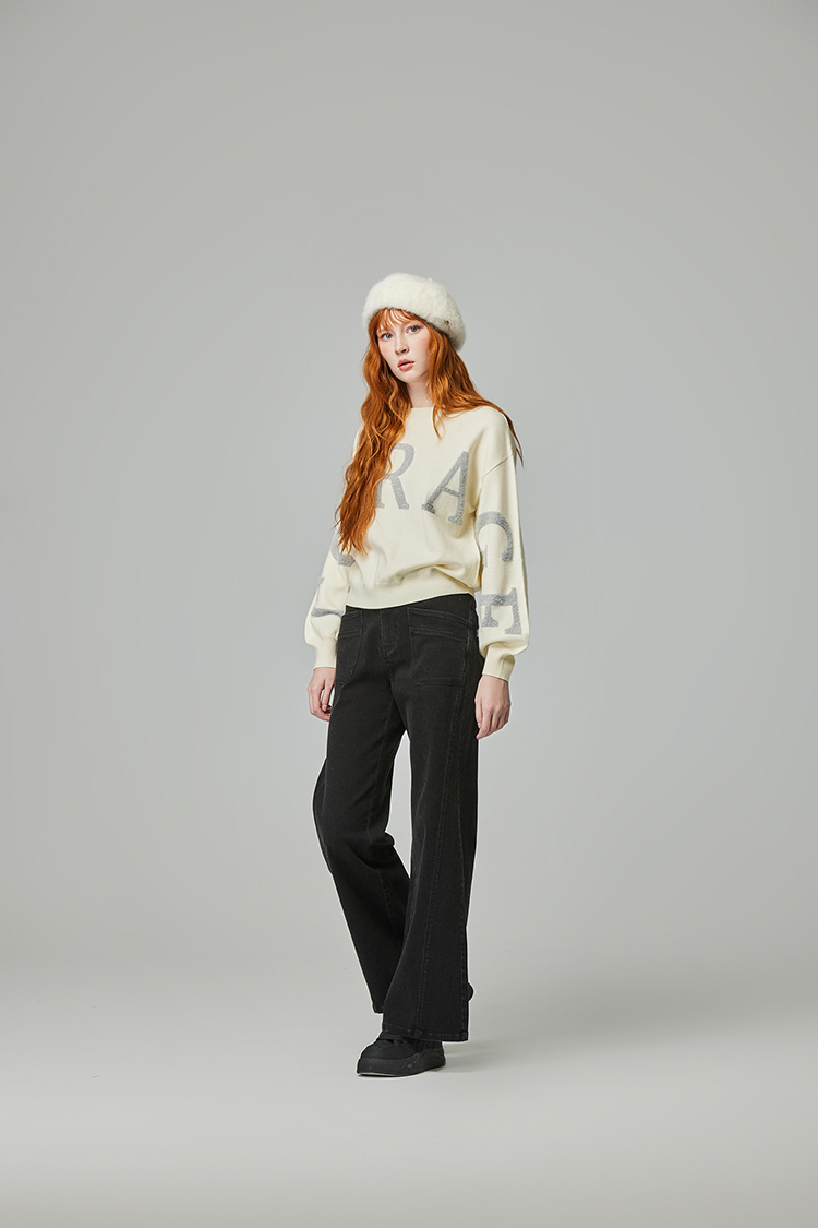 abito高腰雙釦牛仔寬褲