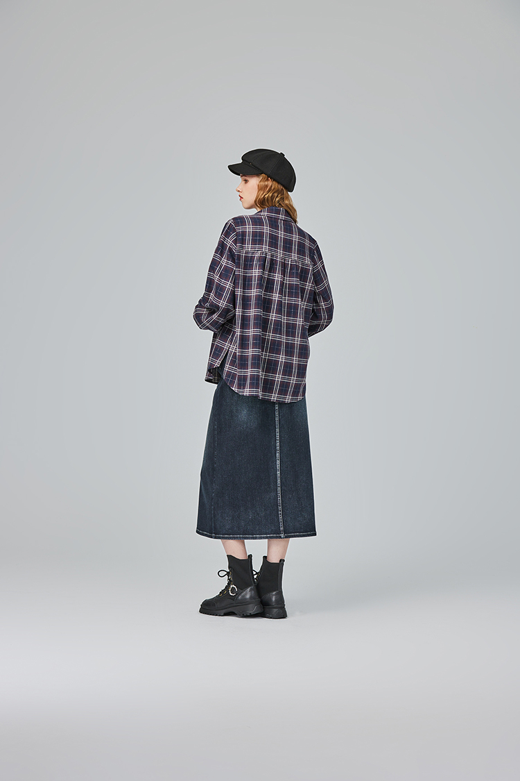 abito造型斜邊抽鬚牛仔裙