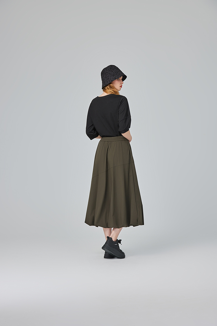 abito網布拼接口袋長裙