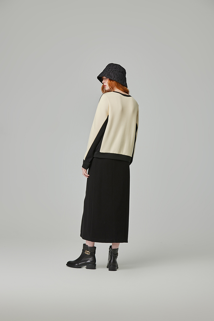 abito皮革拼接長裙