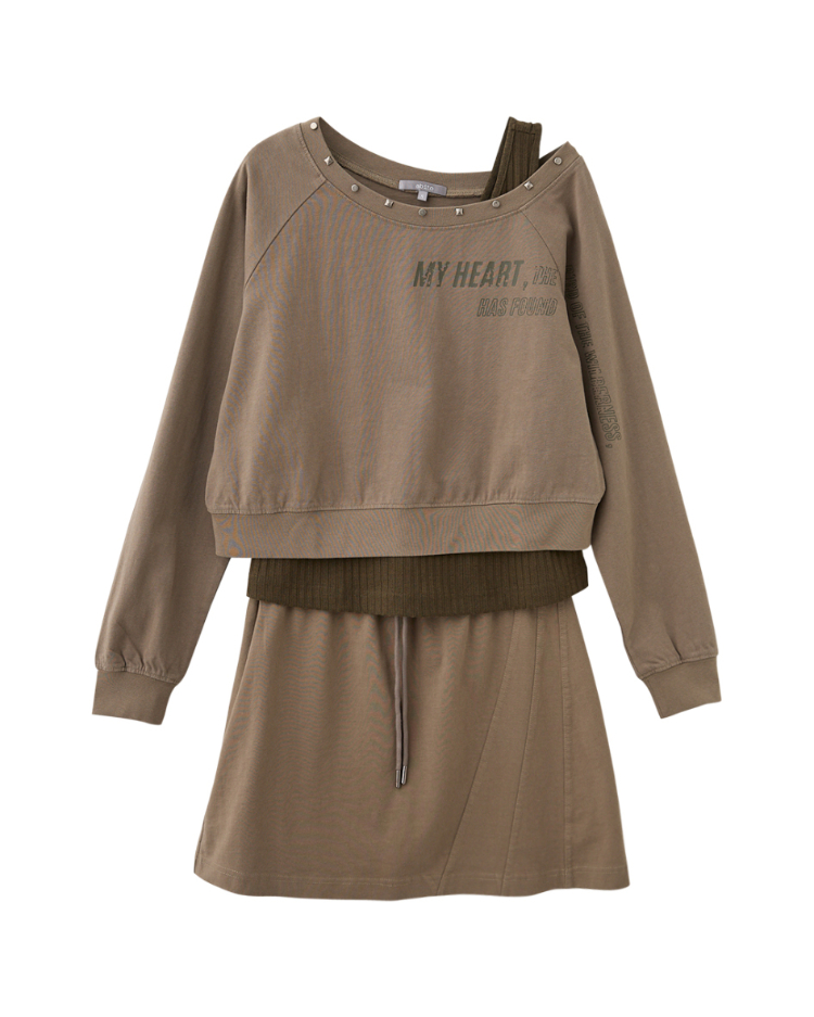 abito個性斜肩短裙套裝