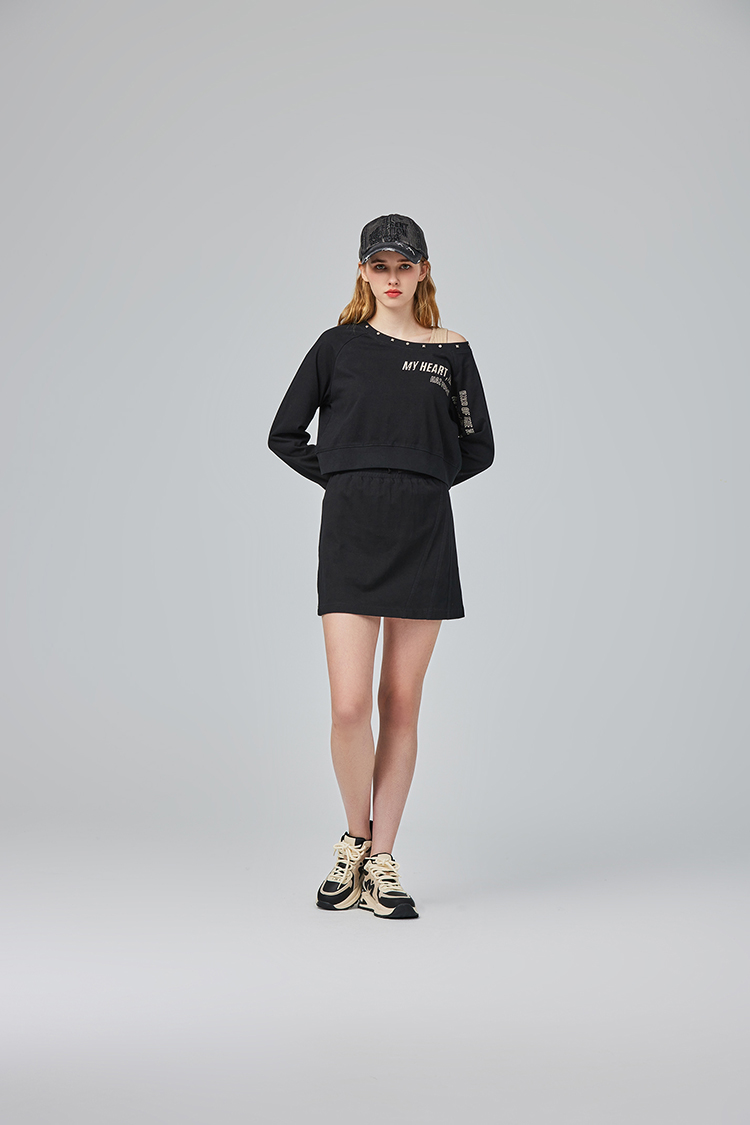 abito個性斜肩短裙套裝