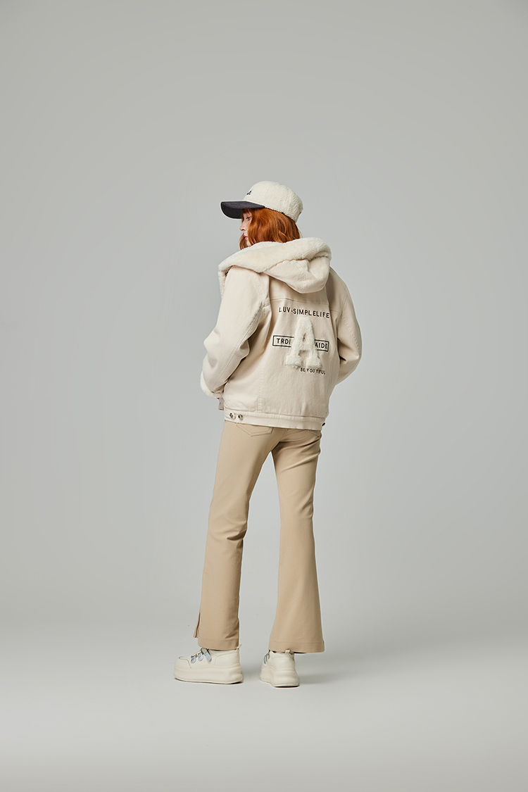 abito牛仔絨毛連帽外套