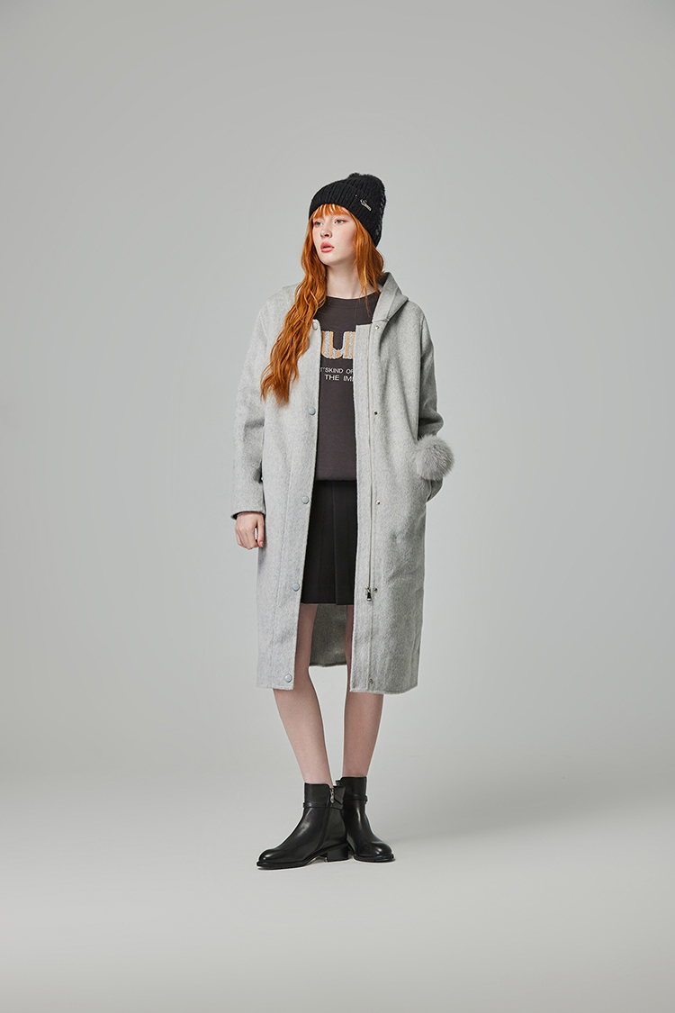 abito氣質長版連帽大衣