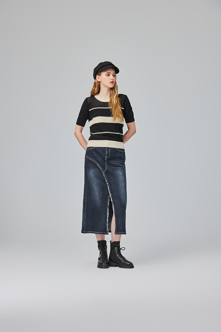 abito質感拼接針織上衣