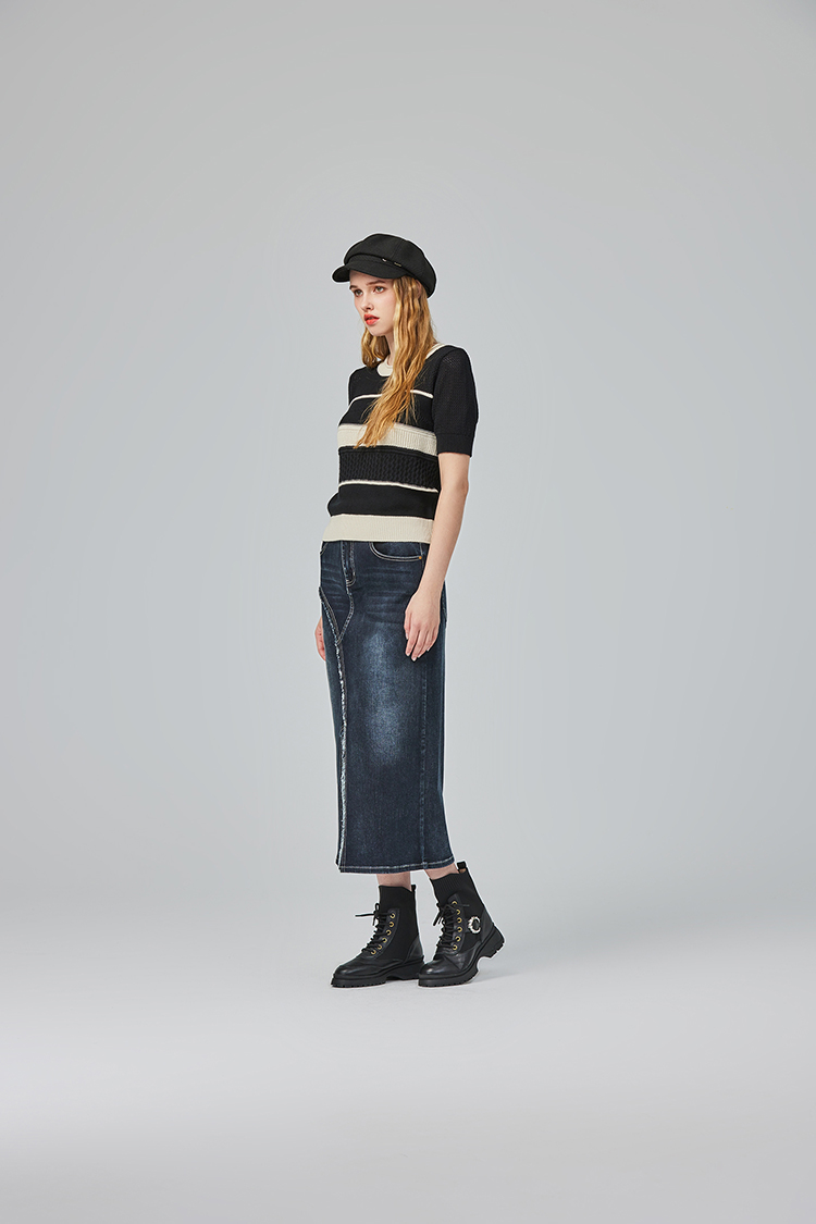 abito質感拼接針織上衣