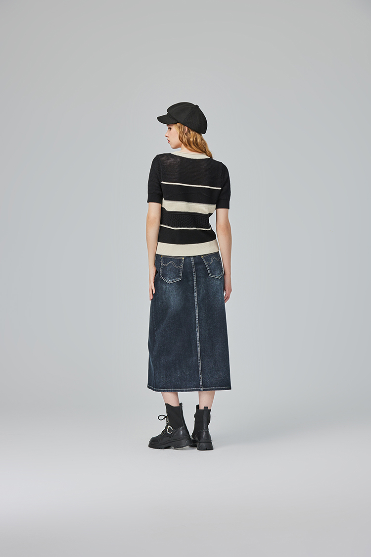 abito質感拼接針織上衣