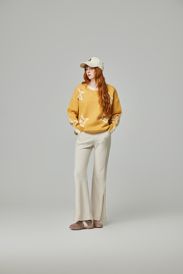 abito跳色拼接星星針織上衣