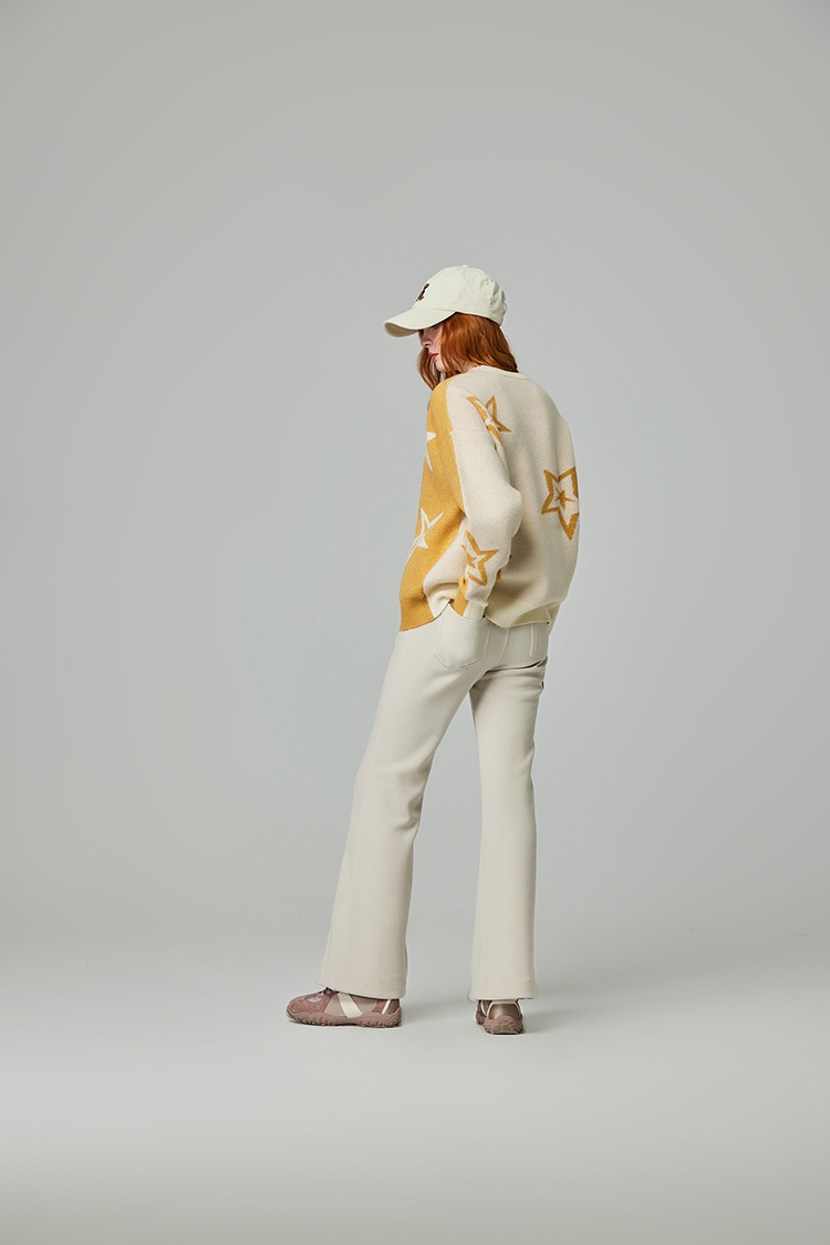 abito跳色拼接星星針織上衣