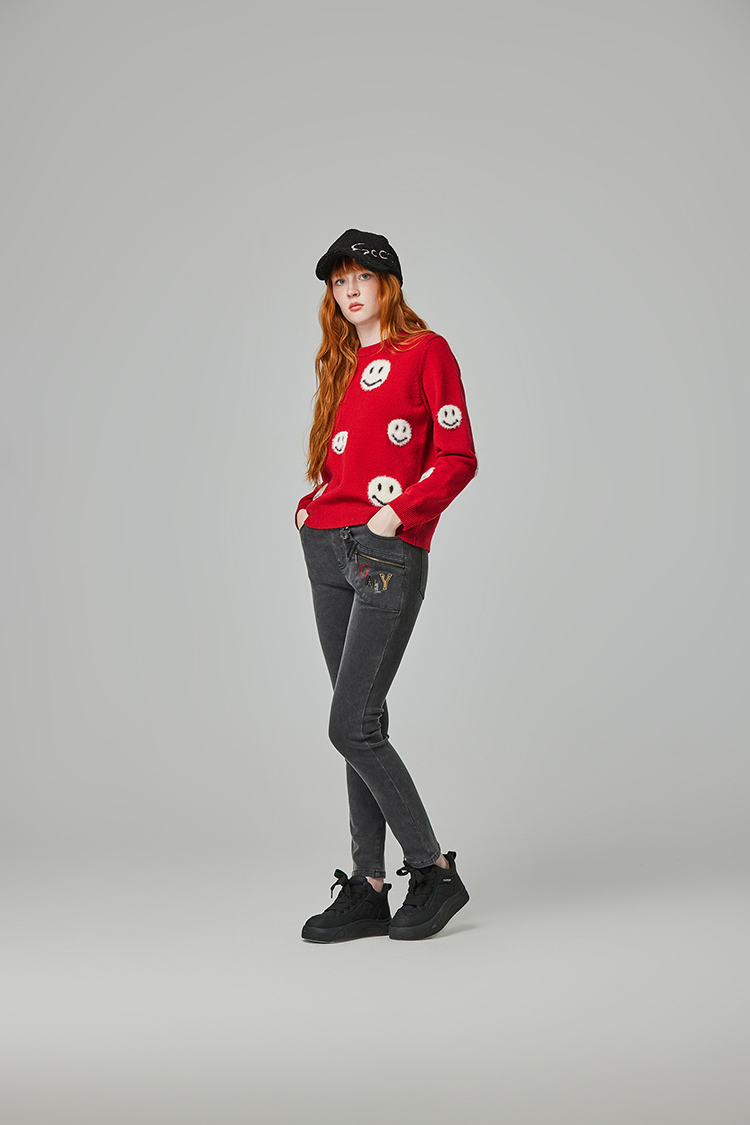 abito可愛笑臉針織上衣