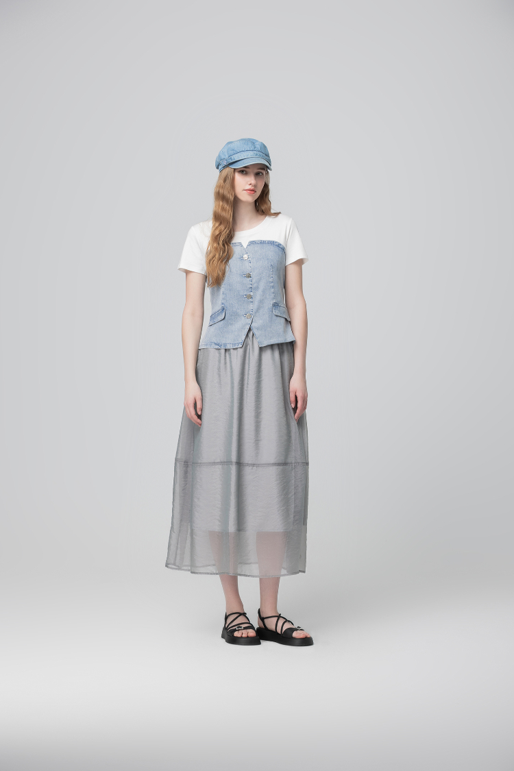 abito水洗造型馬甲式拼接上衣