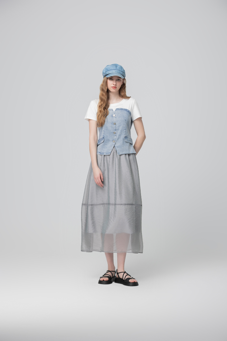 abito水洗造型馬甲式拼接上衣