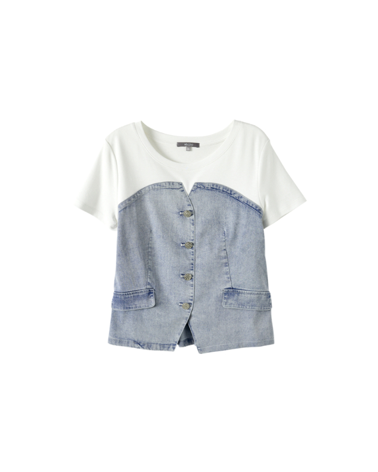 abito水洗造型馬甲式拼接上衣