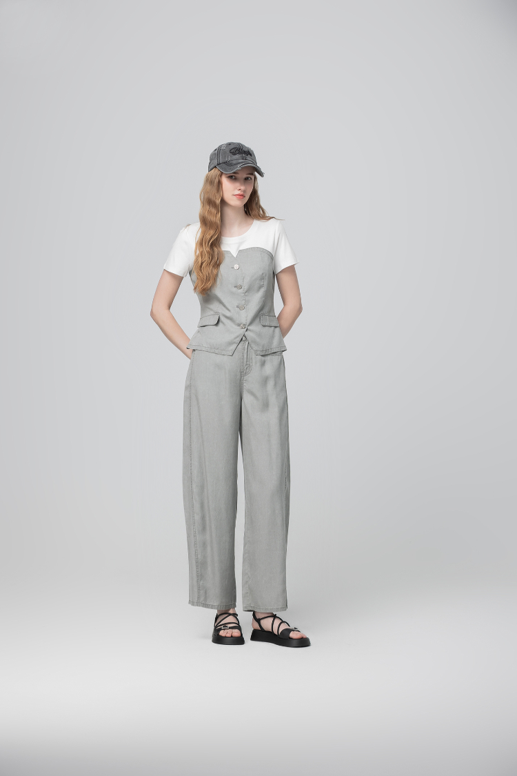 abito水洗造型馬甲式拼接上衣