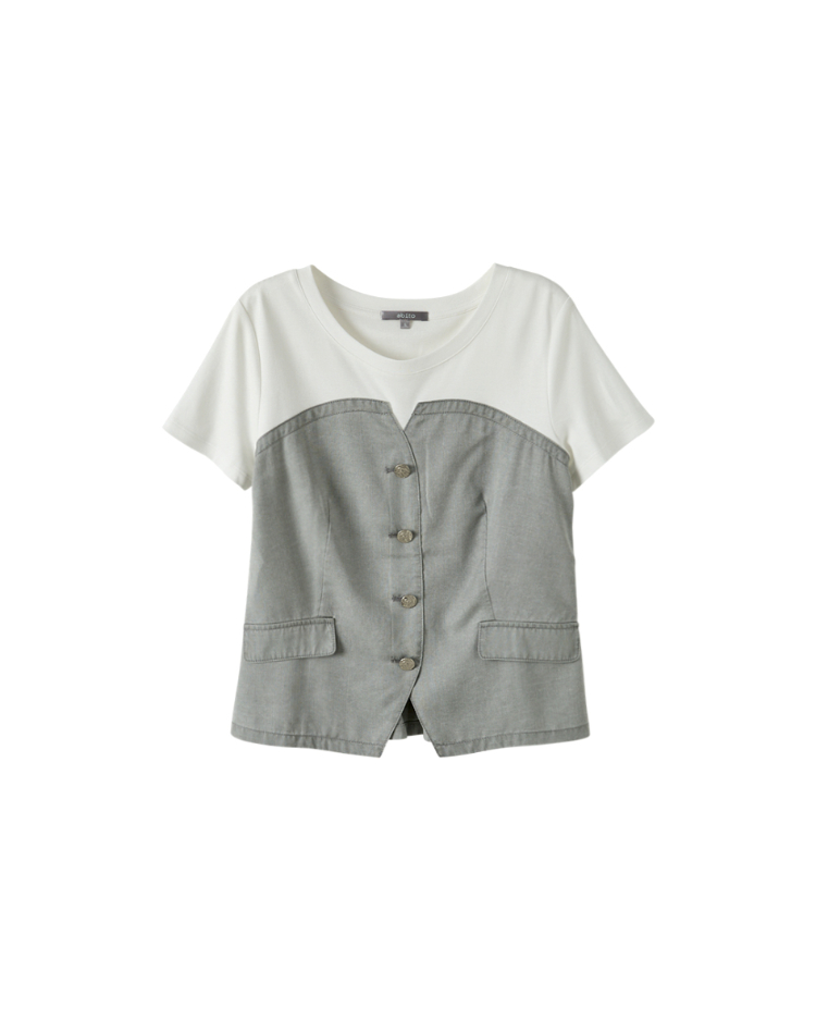 abito水洗造型馬甲式拼接上衣