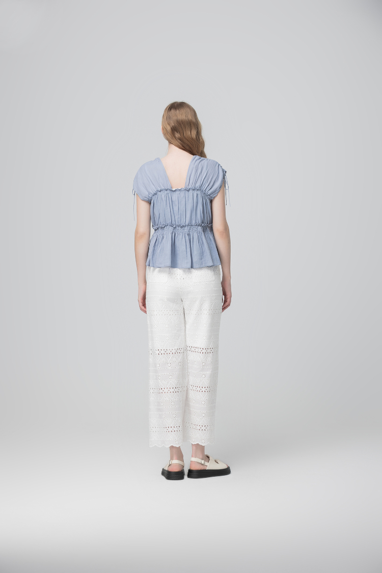 abito甜美荷葉邊抽繩上衣