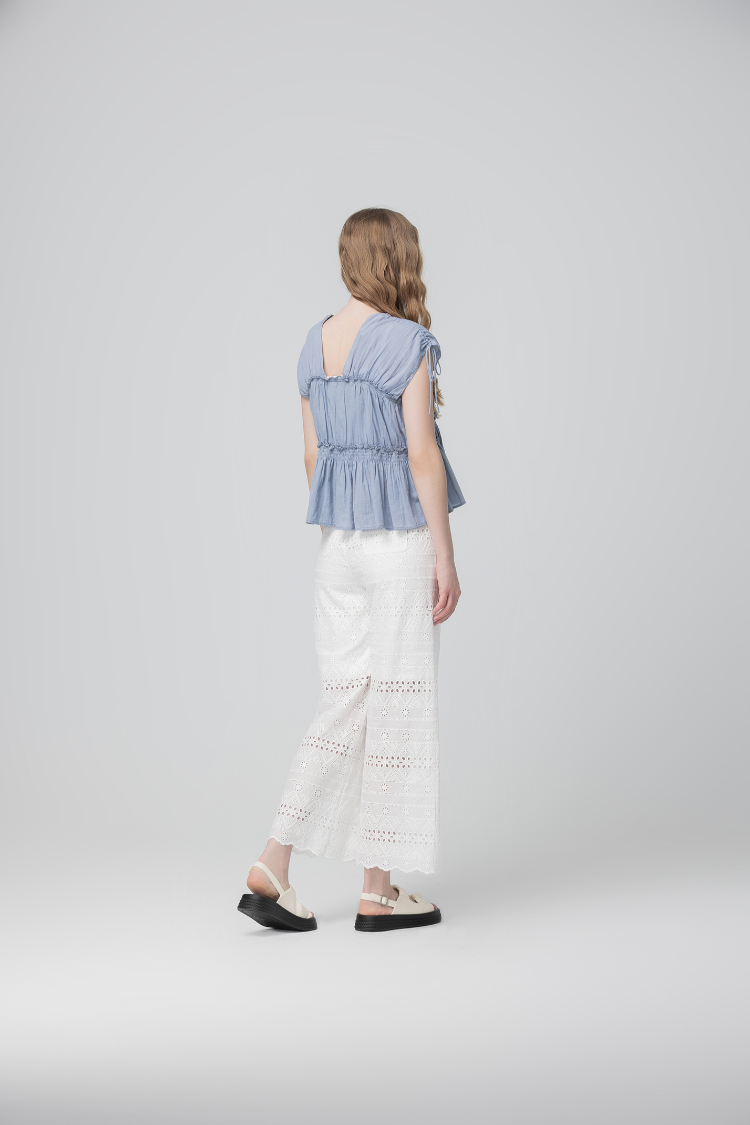 abito甜美荷葉邊抽繩上衣