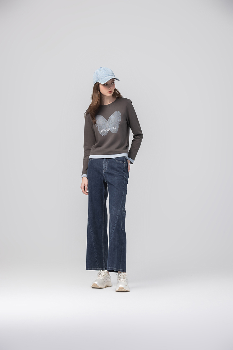 abito蝴蝶貼鑽假兩件上衣