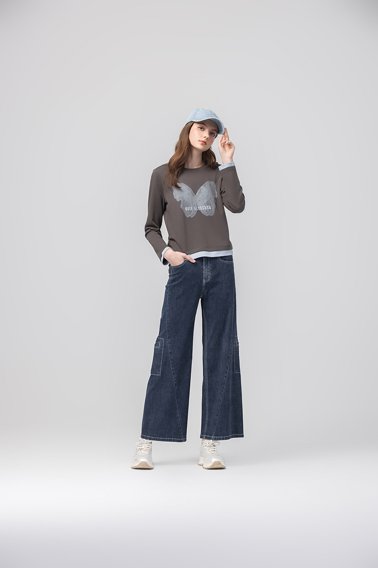 abito蝴蝶貼鑽假兩件上衣