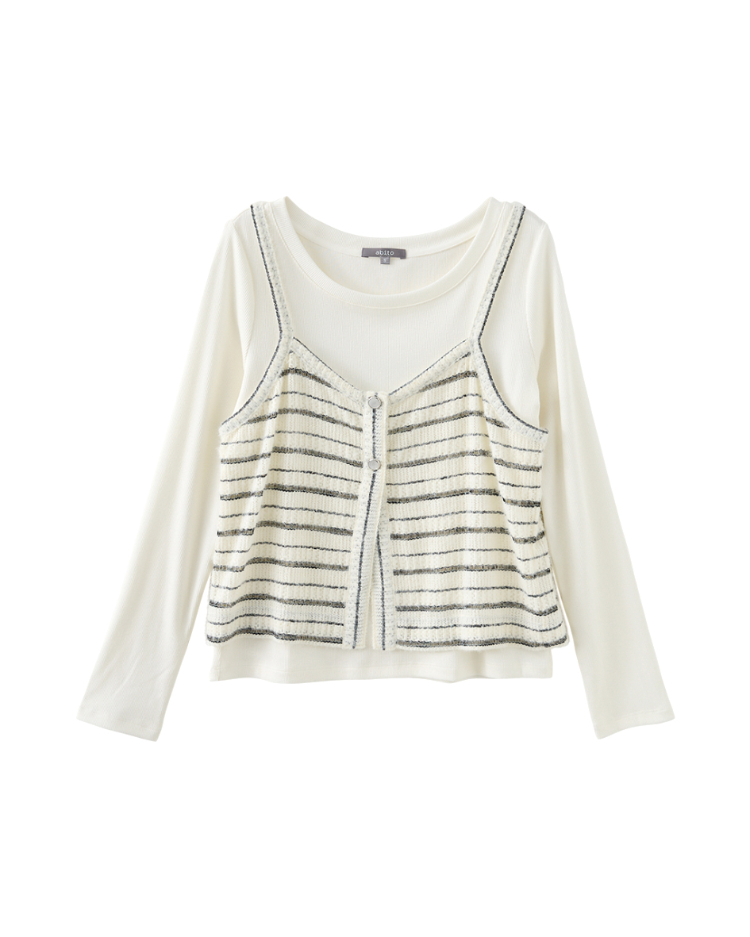 abito甜美兩件式條紋背心