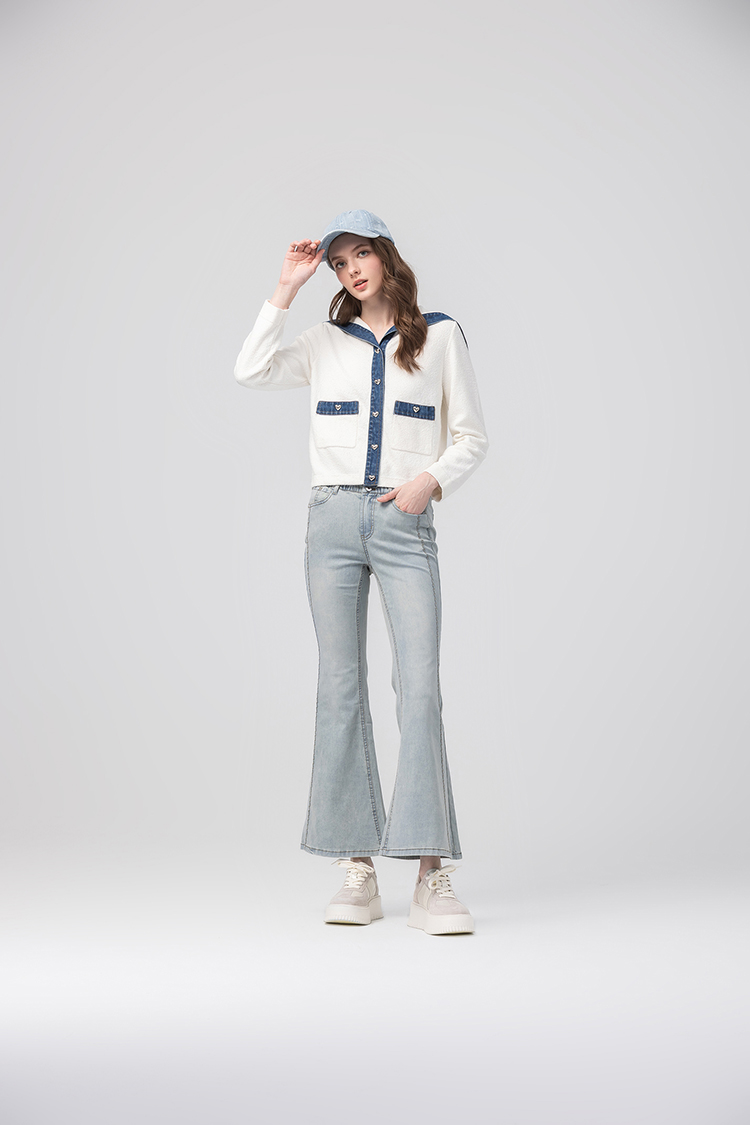 abito高腰雙釦喇叭褲