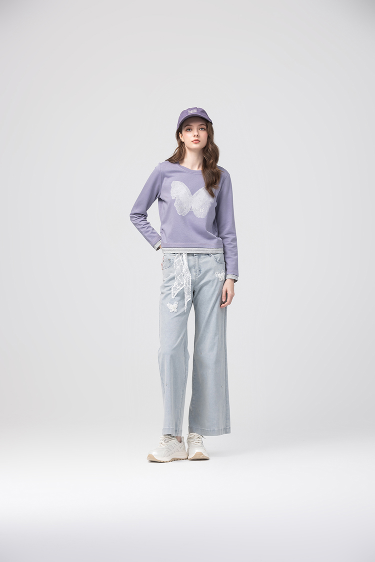 abito蝴蝶亮片造型寬褲