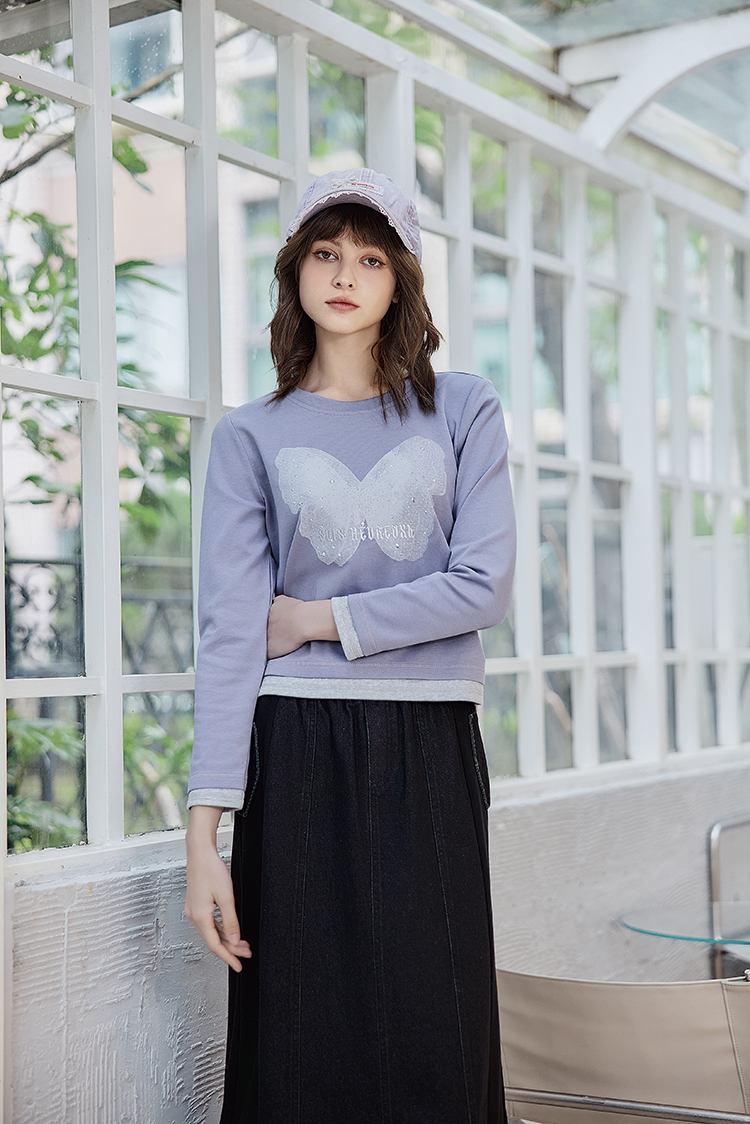 abito個性拼接牛仔裙