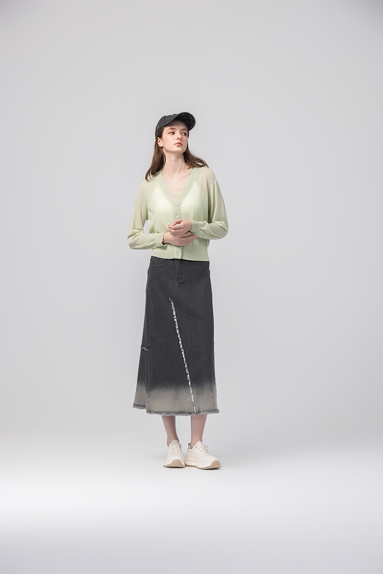 abito棉質漸層剪裁長裙