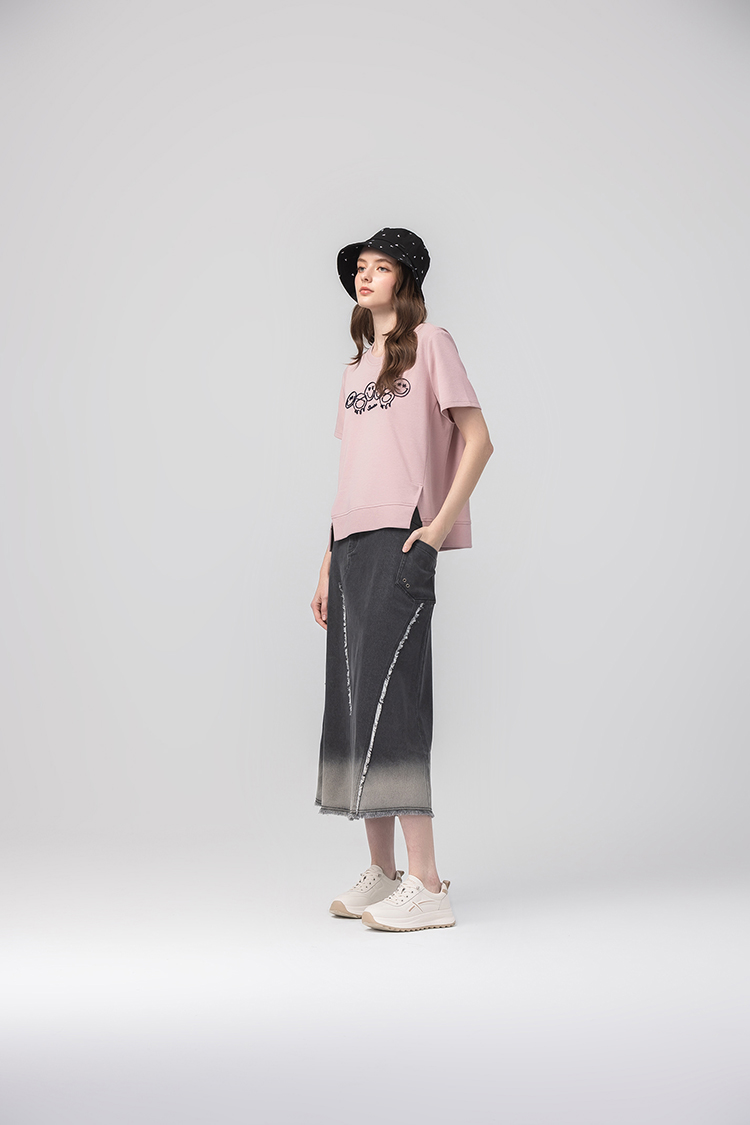 abito棉質漸層剪裁長裙