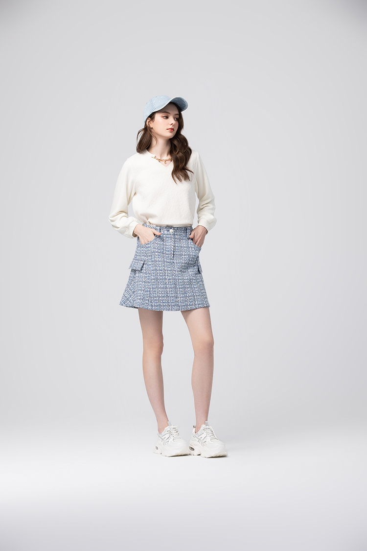 abito經典交織格紋短裙
