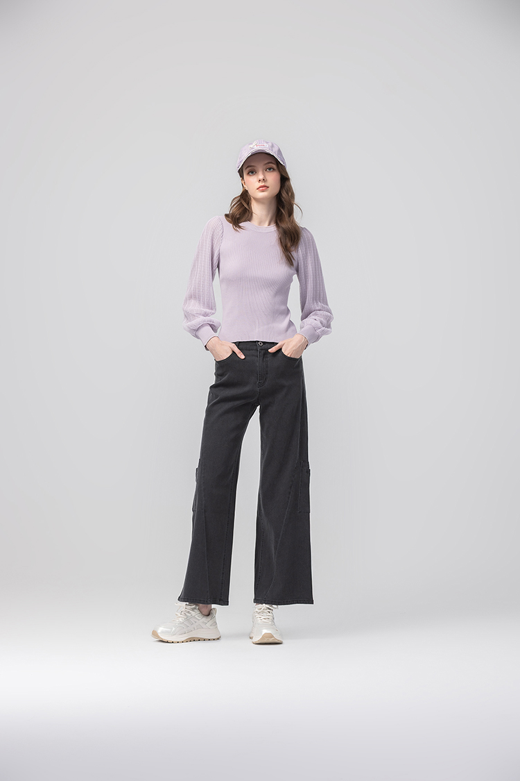 abito氣質網紗拼接針織上衣