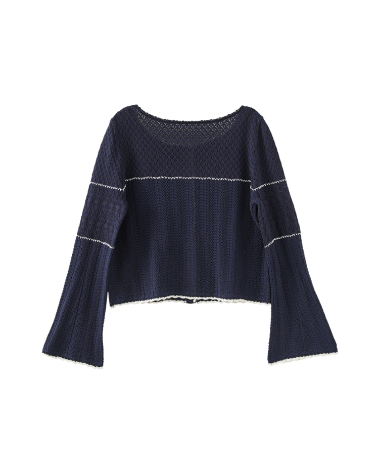 abito菱格透膚針織上衣