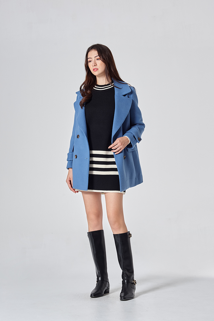 DITA中長版雙排扣毛料外套