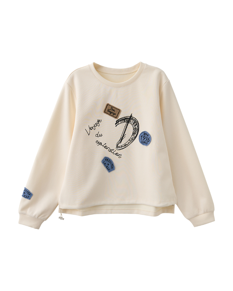 DITA運動風休閒貼布繡大學T