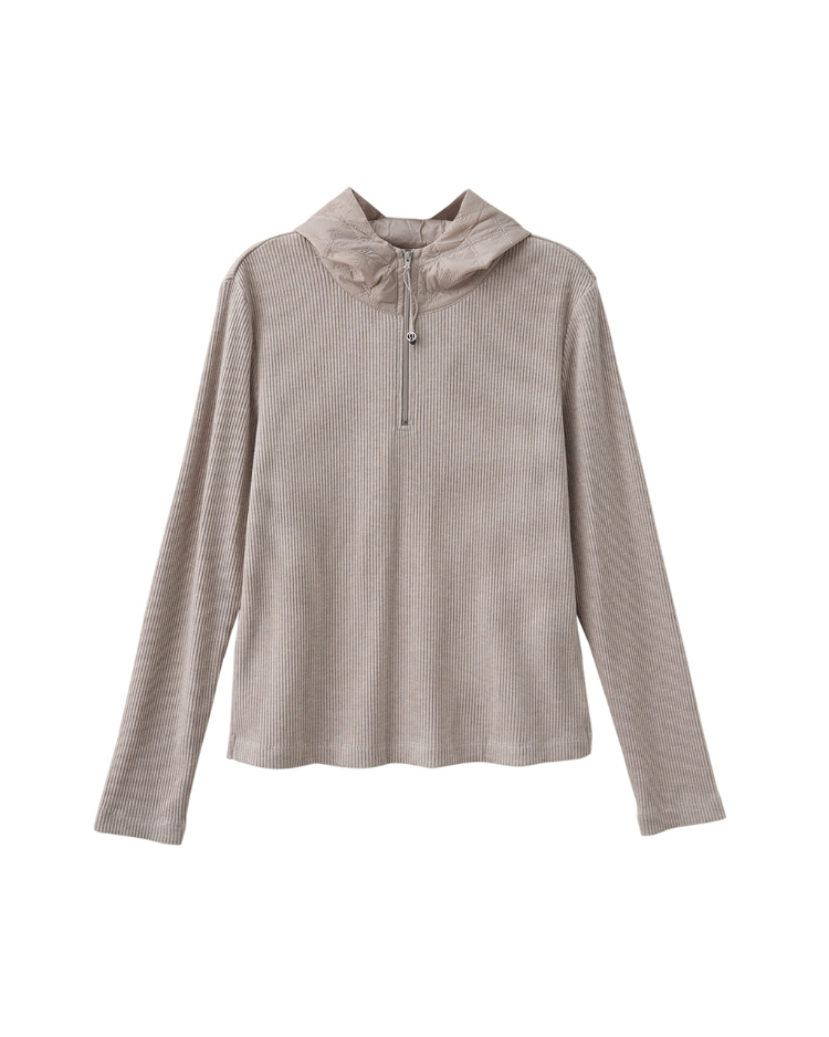 DITA異材質拼接連帽針織上衣