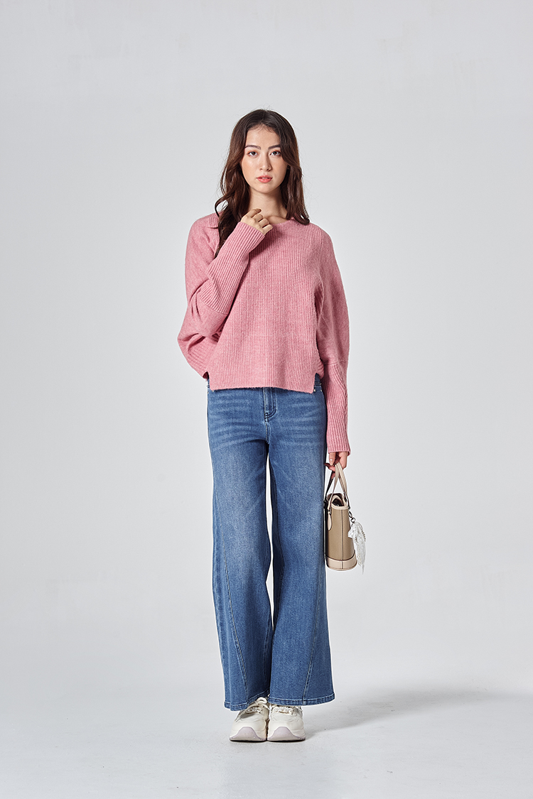 DITA個性蝴蝶印花牛仔寬褲