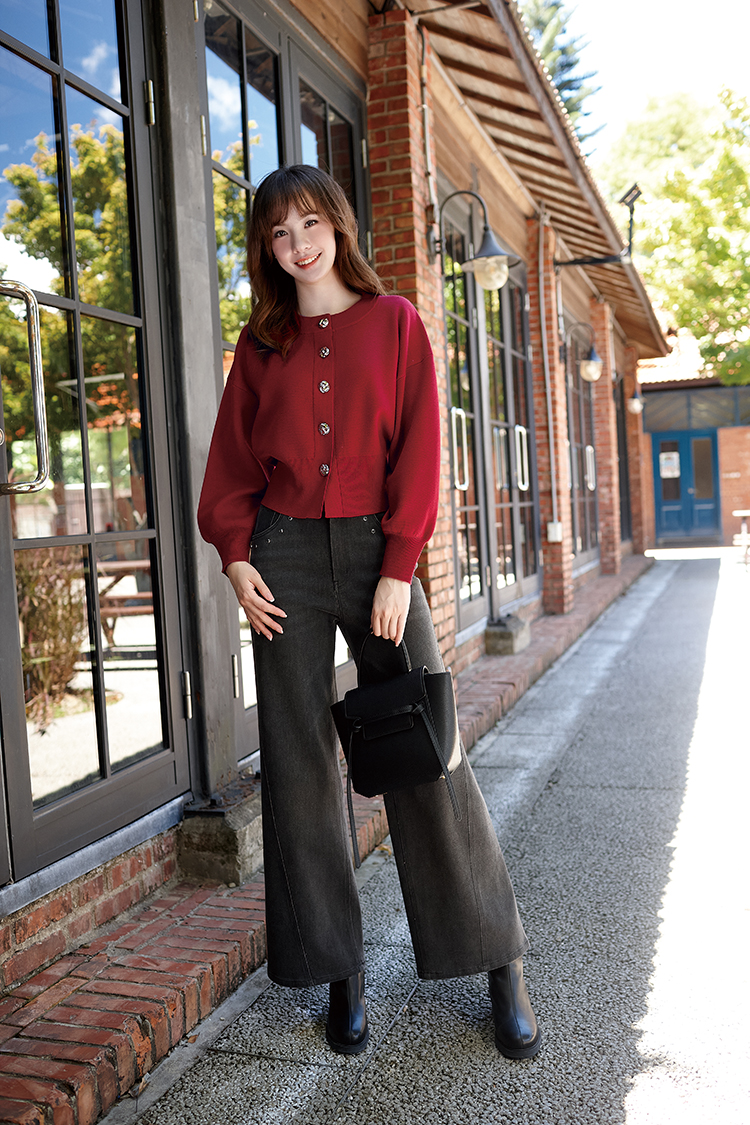 DITA個性蝴蝶印花牛仔寬褲