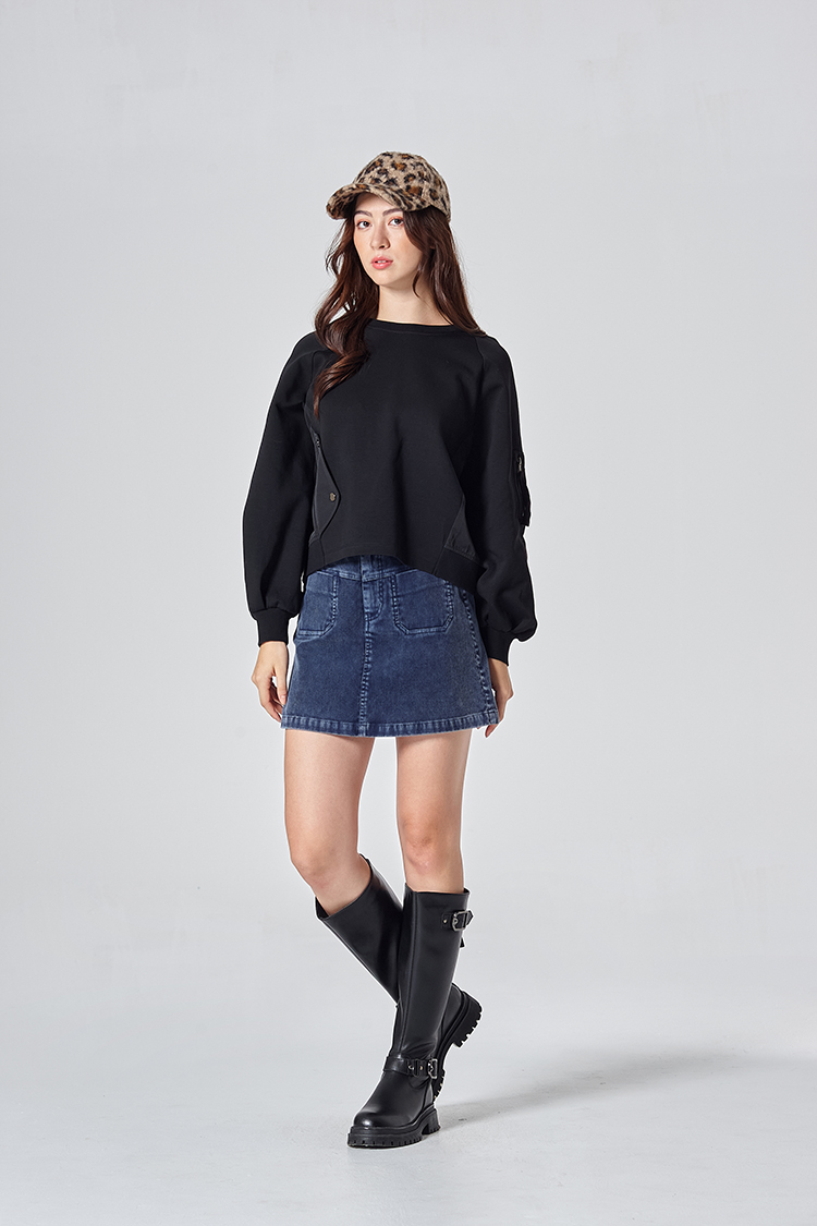 DITA甜酷感剪接A字短裙