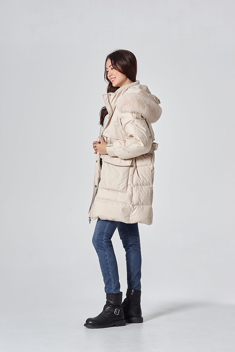 DITA保暖長版收腰羽絨外套